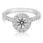 1 1/2 Ctw Round Diamond Halo Engagement Ring in White Gold