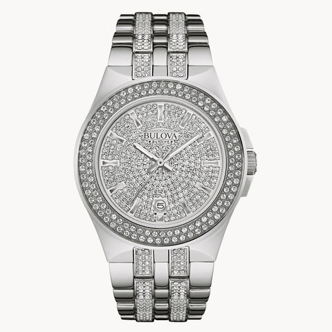 Bulova Men's Swarovski Crystal Stainless Steel Watch