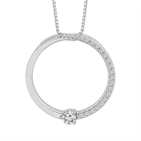 1/5 Ctw Diamond Circle Pendant in 10 Karat White Gold