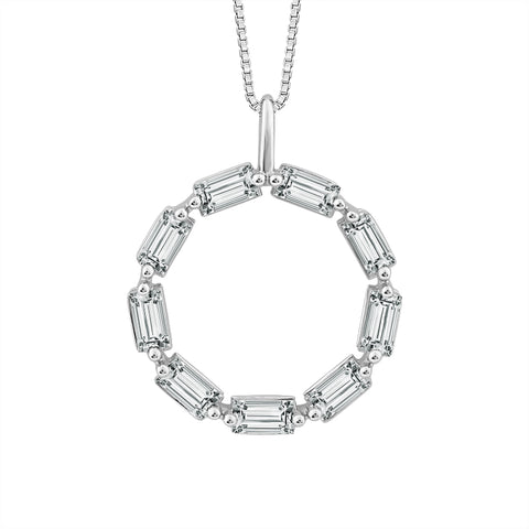 3/8 Ctw Baguette Diamond Circle Pendant in 10 Karat White Gold