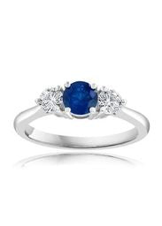 18K White Gold Past, Present, and Future Sapphire and Diamond 3-Stone Ring