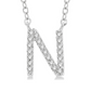 1/20 ctw Initial 'N' Round Cut Diamond Pendant With Chain in 10K White Gold