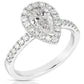 2 1/2 Ctw Pear Halo Lab Grown Diamond Engagement Ring in 14 Karat White Gold