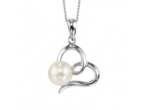 Sterling Silver Freshwater Pearl Heart Pendant