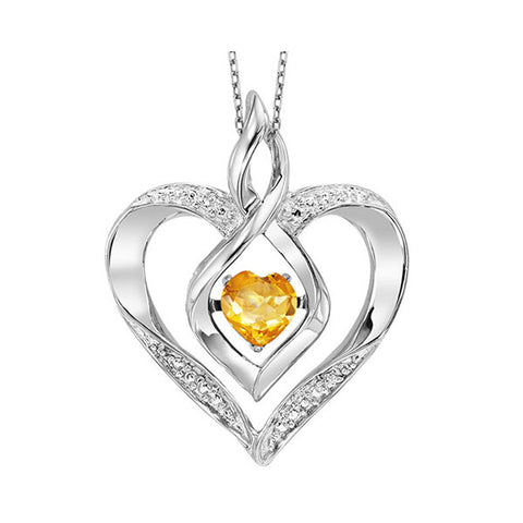 Rhythm of Love Lab Created Heart Shape Citrine Pendant in Sterling Silver