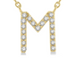 1/20 ctw Initial 'M' Round Cut Diamond Pendant With Chain in 10K Yellow Gold