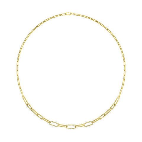 1/2 Ctw Diamond Paperclip Necklace in 14 Karat Yellow Gold