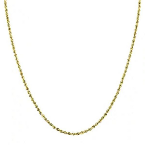 14 Karat Yellow Gold 20 Inch 2mm Sparkle Rope Chain