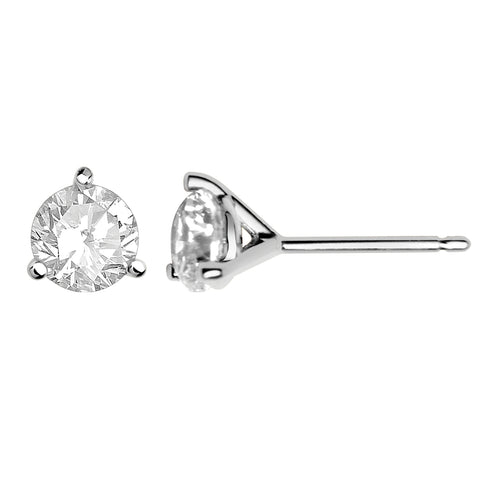 14 Karat White Gold 1/2 Carat Round Diamond Martini Stud Earrings