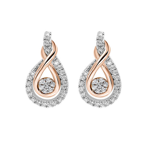 Silver and Gold Love Knot Diamond Earrings