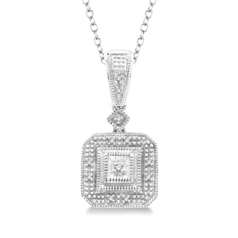 1/20 Ctw Single Cut Diamond Vintage Pendant in Sterling Silver With Chain