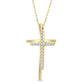 1/10 Ctw Double Cross Round Cut Diamond Pendant With Link Chain in 10K Yellow Gold