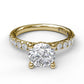 14 Karat Yellow Gold Fana 0.37 Carat Classic Pave Round Cut Diamond Engagement Ring Setting