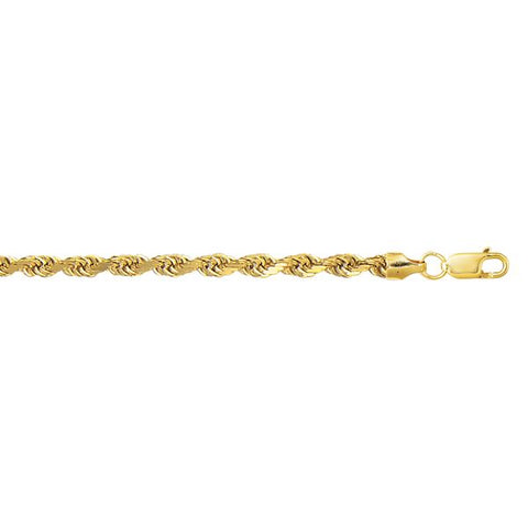 14 Karat Yellow Gold 24 Inch 4mm Diamond Cut Lite Rope Chain