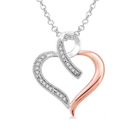 1/20 Ctw Single Cut Diamond Heart Pendant in Sterling Silver with Chain