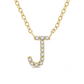 1/20 ctw Initial 'J' Round Cut Diamond Pendant With Chain in 10K Yellow Gold