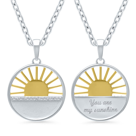 Sterling Silver You Are My Sunshine Diamond Pendant