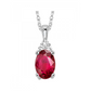 10 Karat White Gold Oval Ruby Diamond Pendant