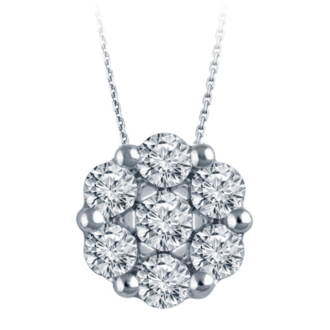 1/4 Ctw Multi Stone Diamond Pendant in 14 Karat White Gold