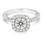 2.00 Ctw Cushion Halo Lab Grown Diamond Engagement Ring in 14 Karat White Gold