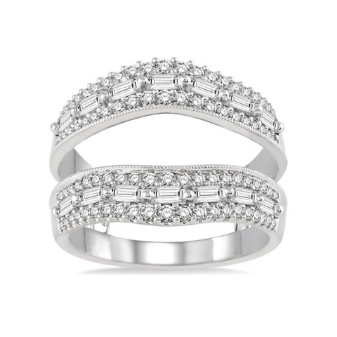 14k White Gold 1.05ctw Diamond Ring Guard