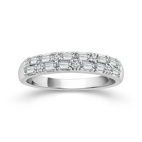 3/8 Ctw Double Row Diamond Band in 14 Karat White Gold