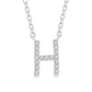 1/20 ctw Initial 'H' Round Cut Diamond Pendant With Chain in 10K White Gold