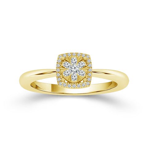 1/6 Ctw Cushion Halo Multi Stone Diamond Promise Ring in 10 Karat Yellow Gold