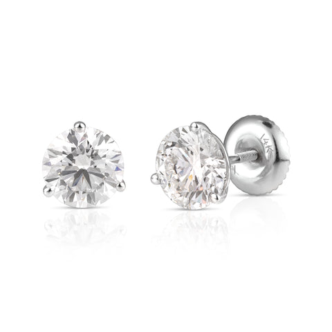 1.00 Ctw Round Lab Grown Diamond Stud Earrings in 14K White Gold