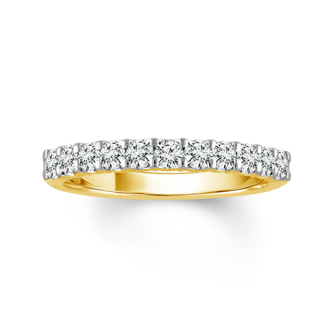 11 Stone Diamond Wedding Band in 14 Karat Yellow Gold