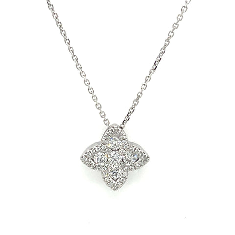 1/2 Ctw Diamond Clover Pendant in 14 Karat White Gold