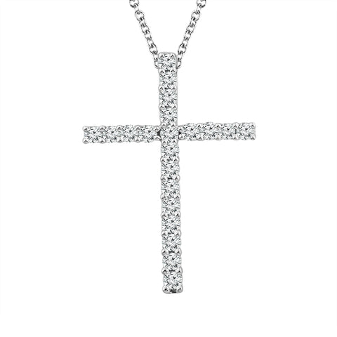 14k White Gold 0.50ctw Diamond Cross Pendant