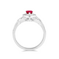 Sterling Silver 6x4mm Pear Shape Ruby and 1/50 Carat Diamond Halo Ring