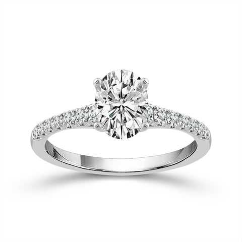 Oval Lab Grown Diamond Engagement Ring in 14 Karat White Gold