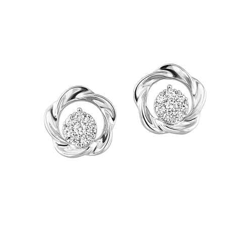 1/8 Ctw Diamond Earrings in Sterling Silver