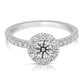 1 Ctw Round Diamond Halo Engagement Ring in White Gold