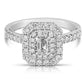 1 Ctw Double Halo Emerald Cut Diamond Engagement Ring in White Gold