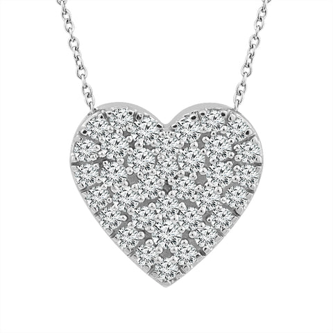 1/5 Ctw Multi Stone Diamond Heart Pendant in Sterling Silver