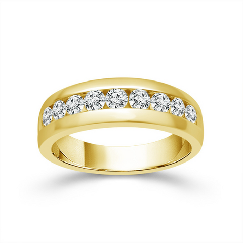 10 Karat Yellow Gold 1.00 Ctw Mens Diamond Wedding Band