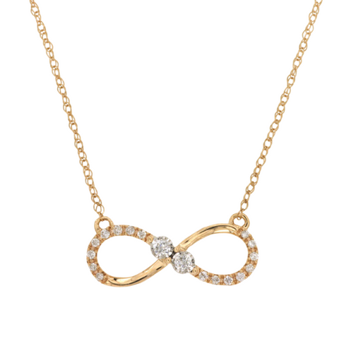 14 Karat Yellow Gold 1/10 Carat Diamond Infinity Pendant