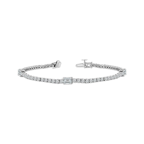 5.00 Carat Round and Baguette Cut Lab Grown Diamond Tennis Bracelet