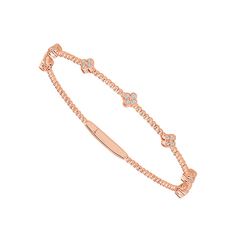 3/8 Ctw Flower Flexible Diamond Bangle Bracelet in Rose Gold