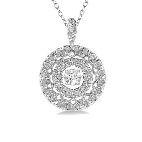 1/20 Ctw Rhythm of Love Diamond Pendant in Sterling Silver with Chain