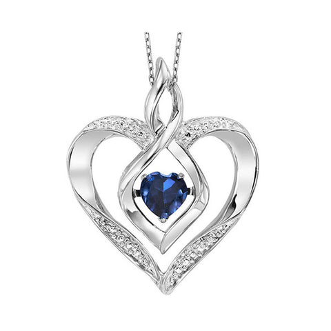 Rhythm of Love Lab Created Heart Shape Sapphire Pendant in Sterling Silver