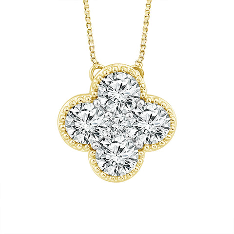 1.00 Ctw Diamond Pendant in 10 Karat Yellow Gold