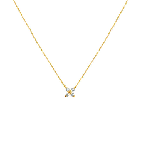 Diamond Flower Pendant in 14 Karat Yellow Gold