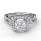 14 Karat White Gold Fana 3/5 Carat Cushion Halo Twist Diamond Engagement Ring Setting