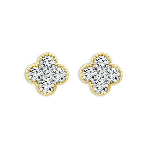 1 1/2 Ctw Diamond Earrings in 10 Karat Yellow Gold