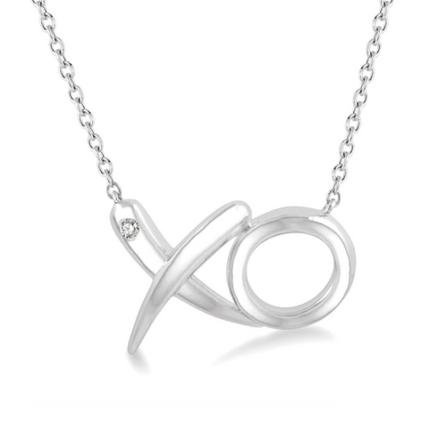 Sterling Silver Diamond XO Pendant