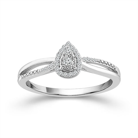 1/10 Ctw Pear Shape Multin Stone Diamond Promise Ring in Sterling Silver